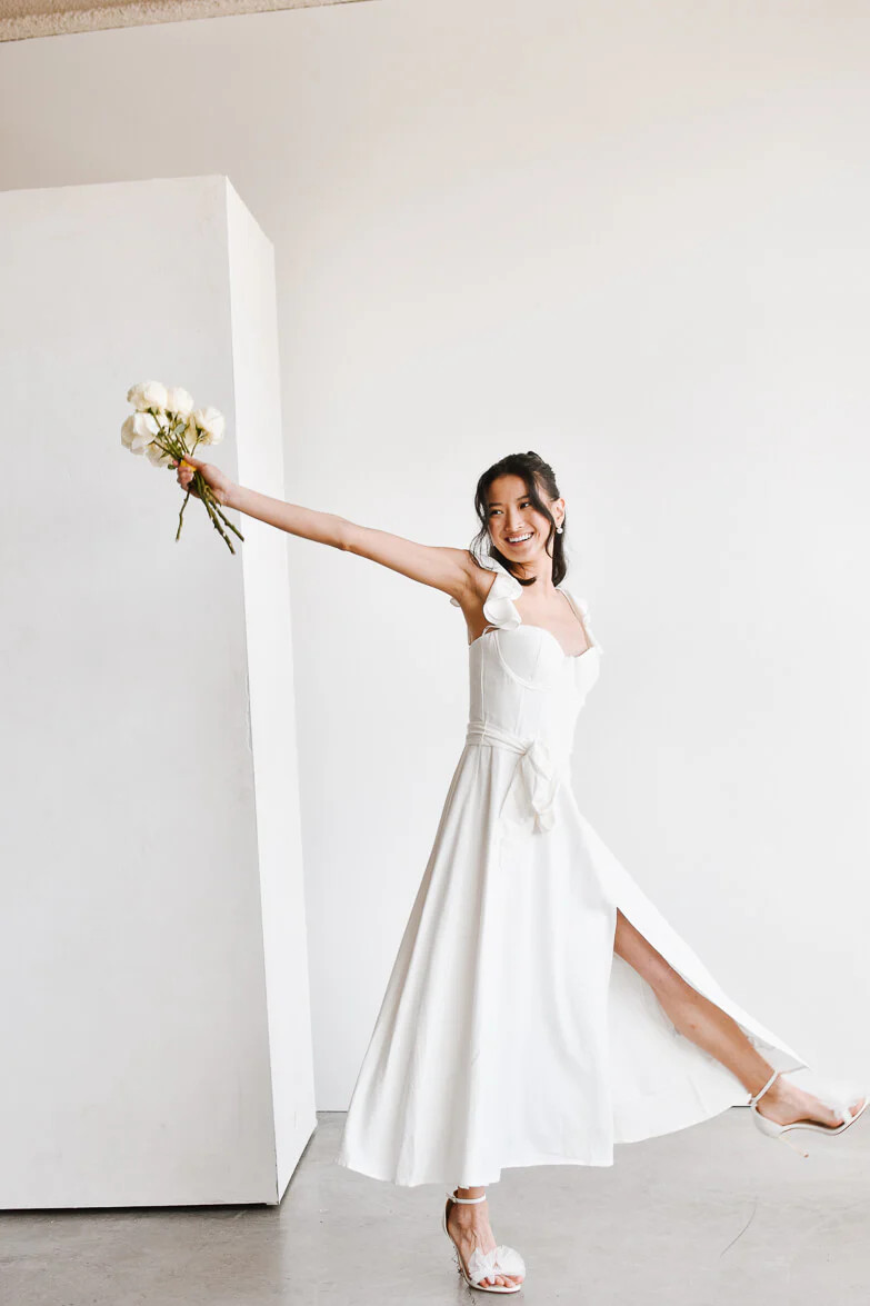 Francoise White Corset Midi Dress | Confête