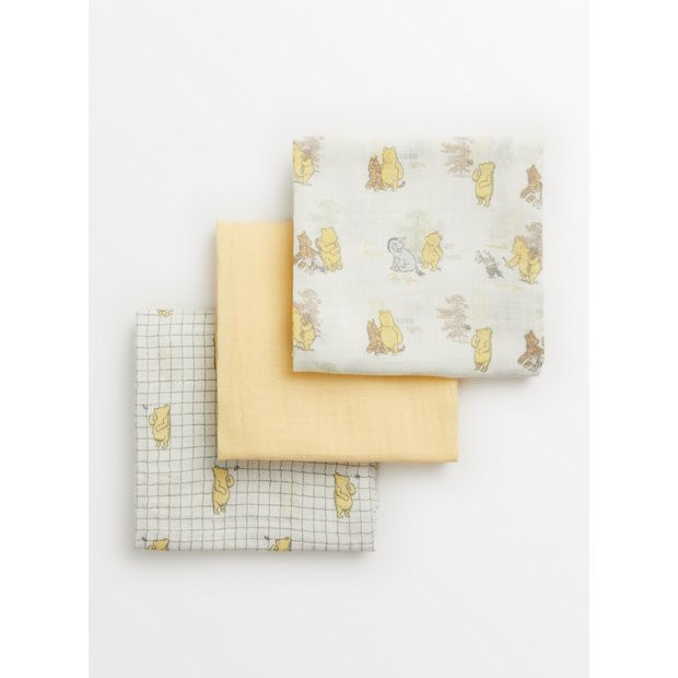 Buy Winnie The Pooh Muslin Squares 3 pack One Size | Accessories | Tu | Tu Clothing