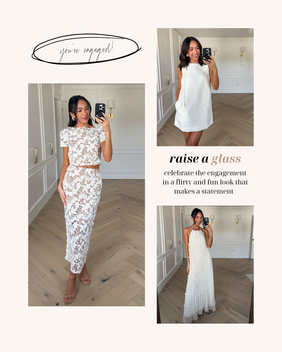 Bridal lookbook 🤍💍 Wearing size   XS top, S skirt, size 2 mini dress and size XS maxi dress 


Engagement party outfit 
Bridal outfit 
Bridal shower 
Bridal luncheon
Civil ceremony 
Rehearsal dinner outfit 
Honeymoon 
Bachelorette 

#LTKSeasonal #LTKWedding #LTKStyleTip