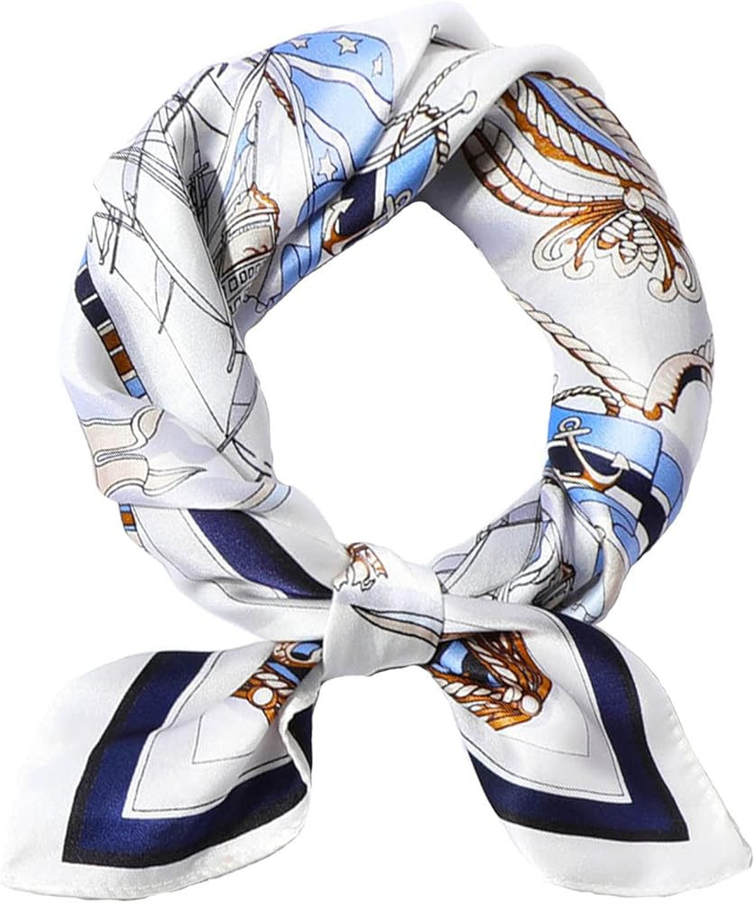 kcctoo 27.5" Mulberry Silk Feeling Head Scarf Women's Fashion Square Neck Satin Scarfs for Bag Ha... | Amazon (US)