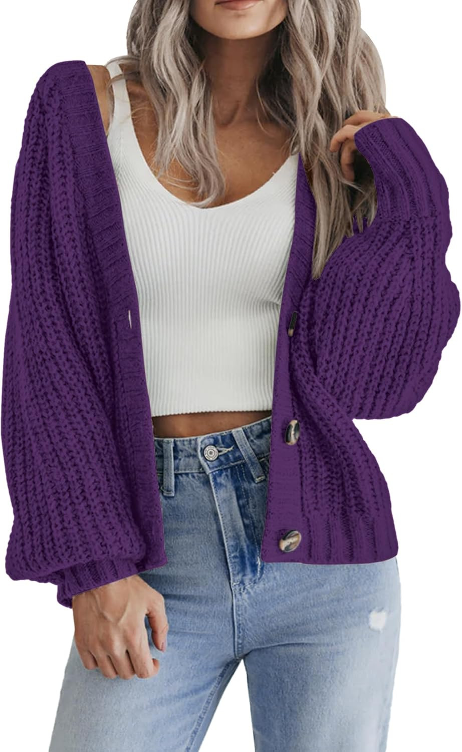 Zeagoo Women's 2026 Fall Chunky Knit Cardigans Long Sleeve Sweaters | Amazon (US)