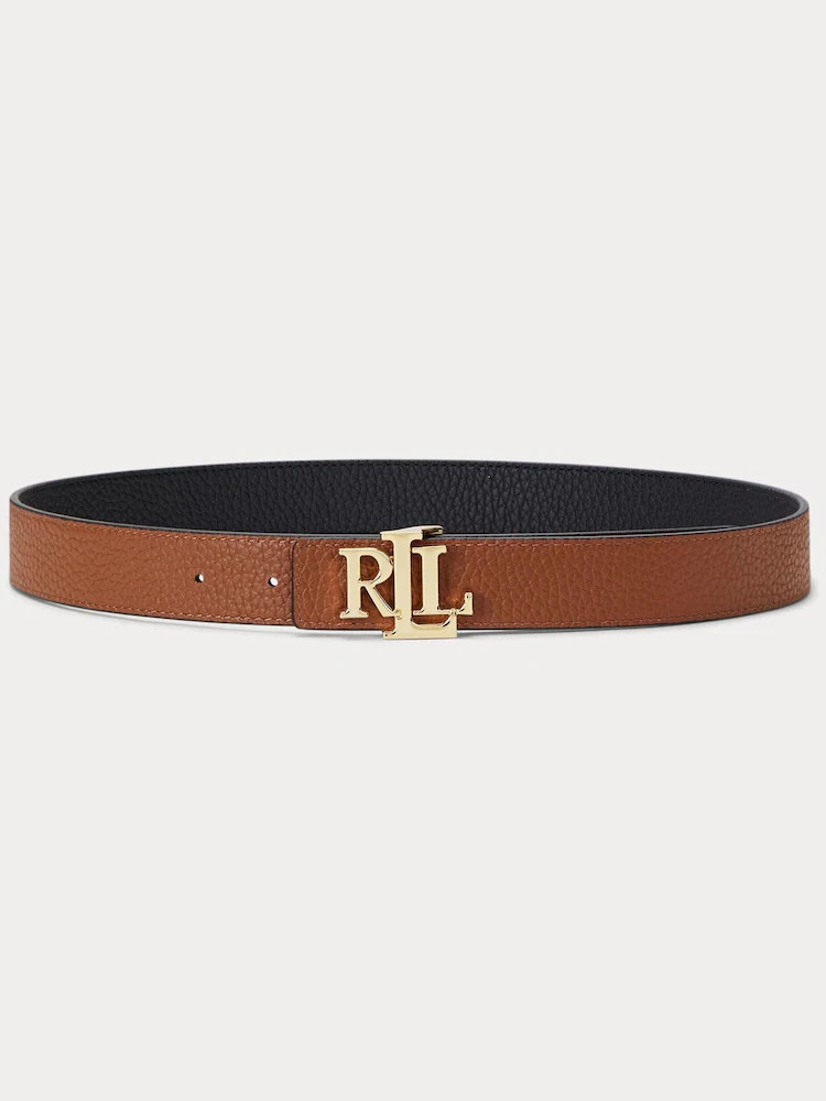 Lauren Ralph Lauren Black/Lauren Tan 2.5cm Logo Reversible Pebbled Leather Belt | Next EU