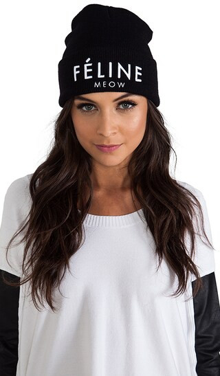 Brian Lichtenberg Feline Meow Unisex Beanie in Black/White | Revolve Clothing