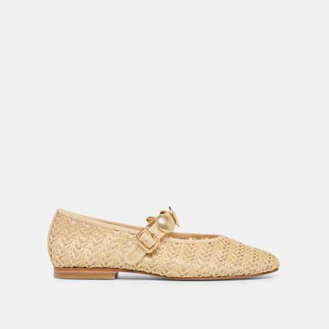 relan ballet flats natural cross hatch raffia | DolceVita.com