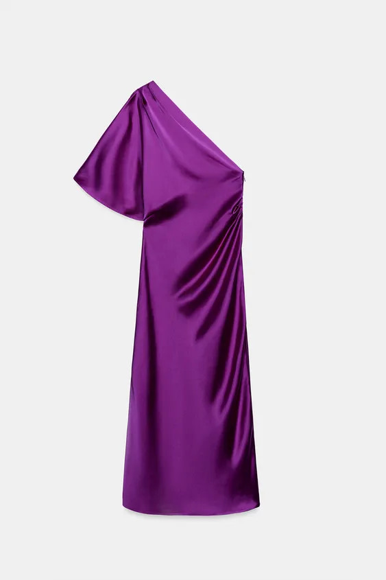 ASYMMETRIC SATIN MIDI DRESS | Zara US