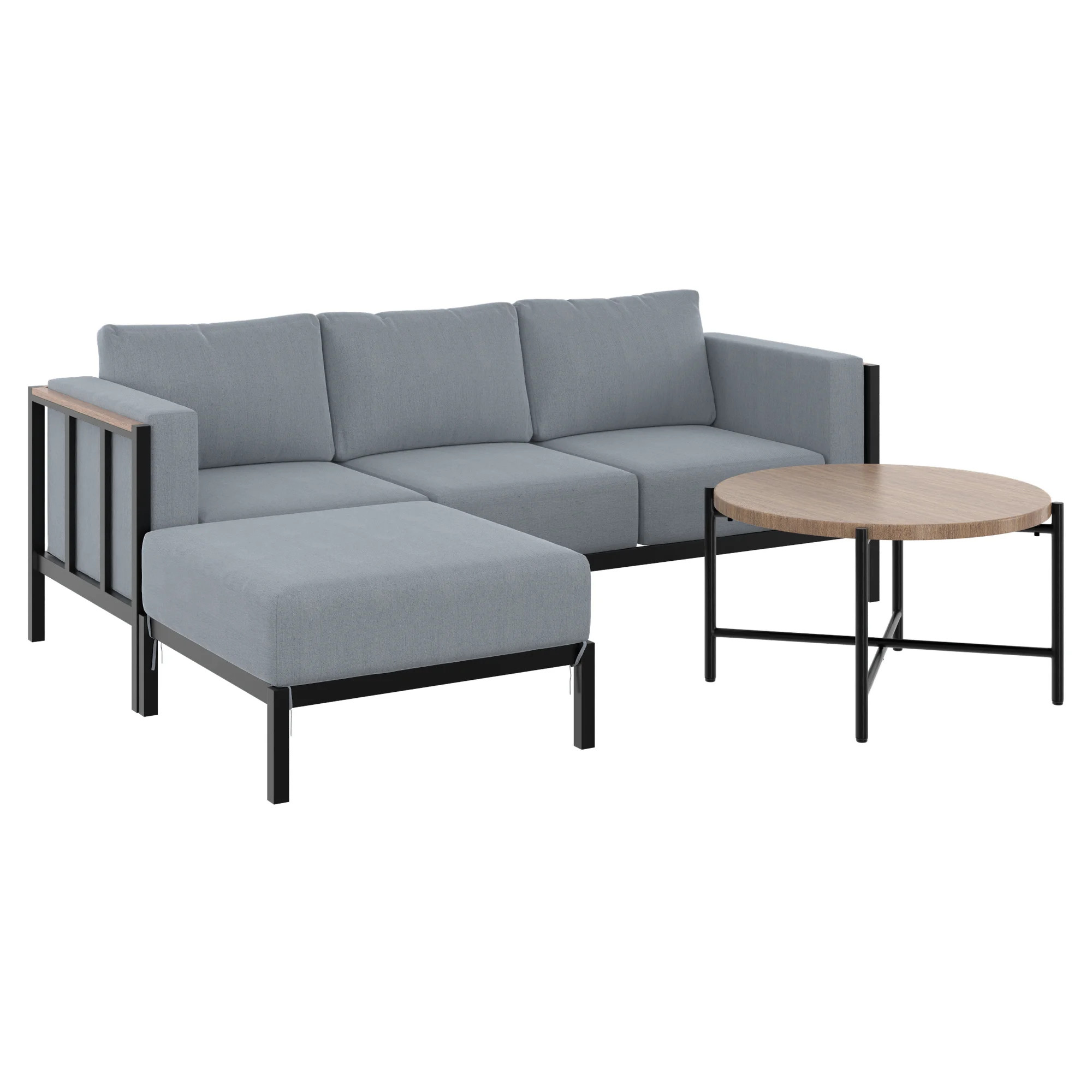 HOMETRENDS Westmont 4-Piece Steel Outdoor Sectional Set with Cushions & Covers, Grey | Walmart (CA)