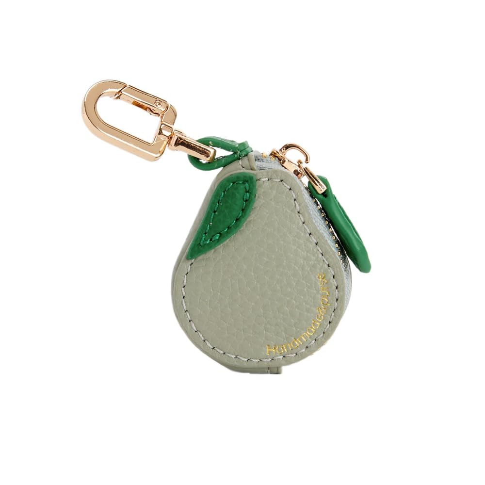 Leather Pear Coin Purse, Mini Key Chain Wallet with AirTag Holder, Green | Amazon (US)
