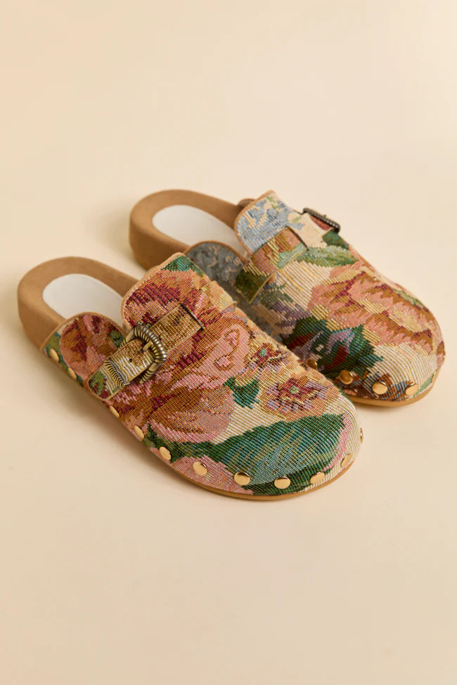 Toni Floral Studded Clogs | Pink Lily