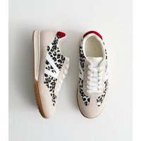 Women's Stone Leopard Print Faux Suede Trainers New Look | New Look (UK)