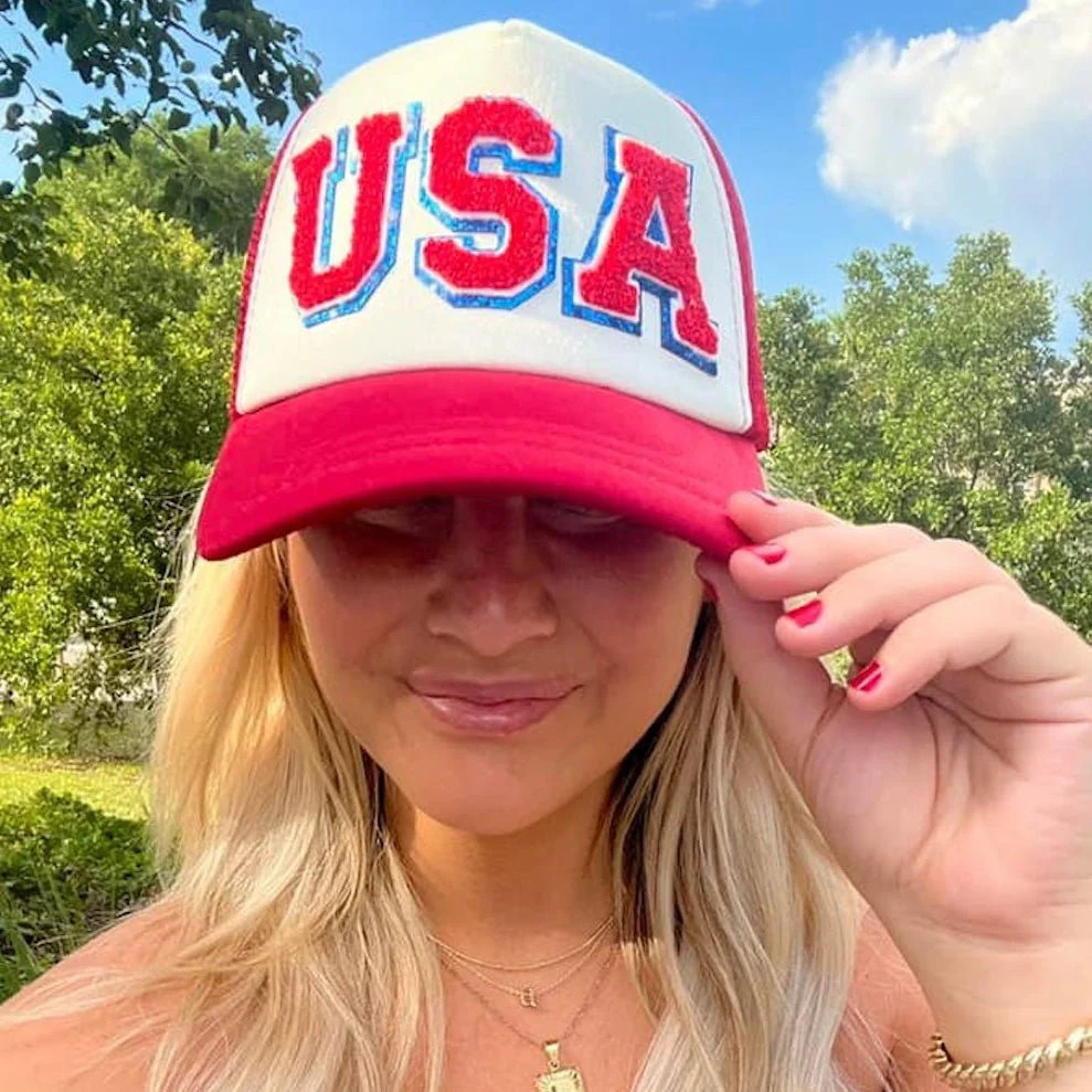 USA Letter Patch Trucker Hat | United Monograms