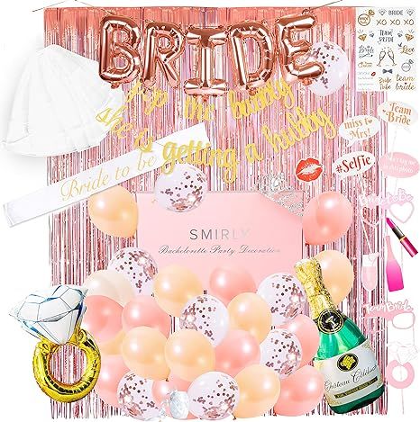 Smirly Bachelorette Party Decorations Kit: Rose Gold Bridal Shower Decorations Kit, Bachelorette ... | Amazon (US)
