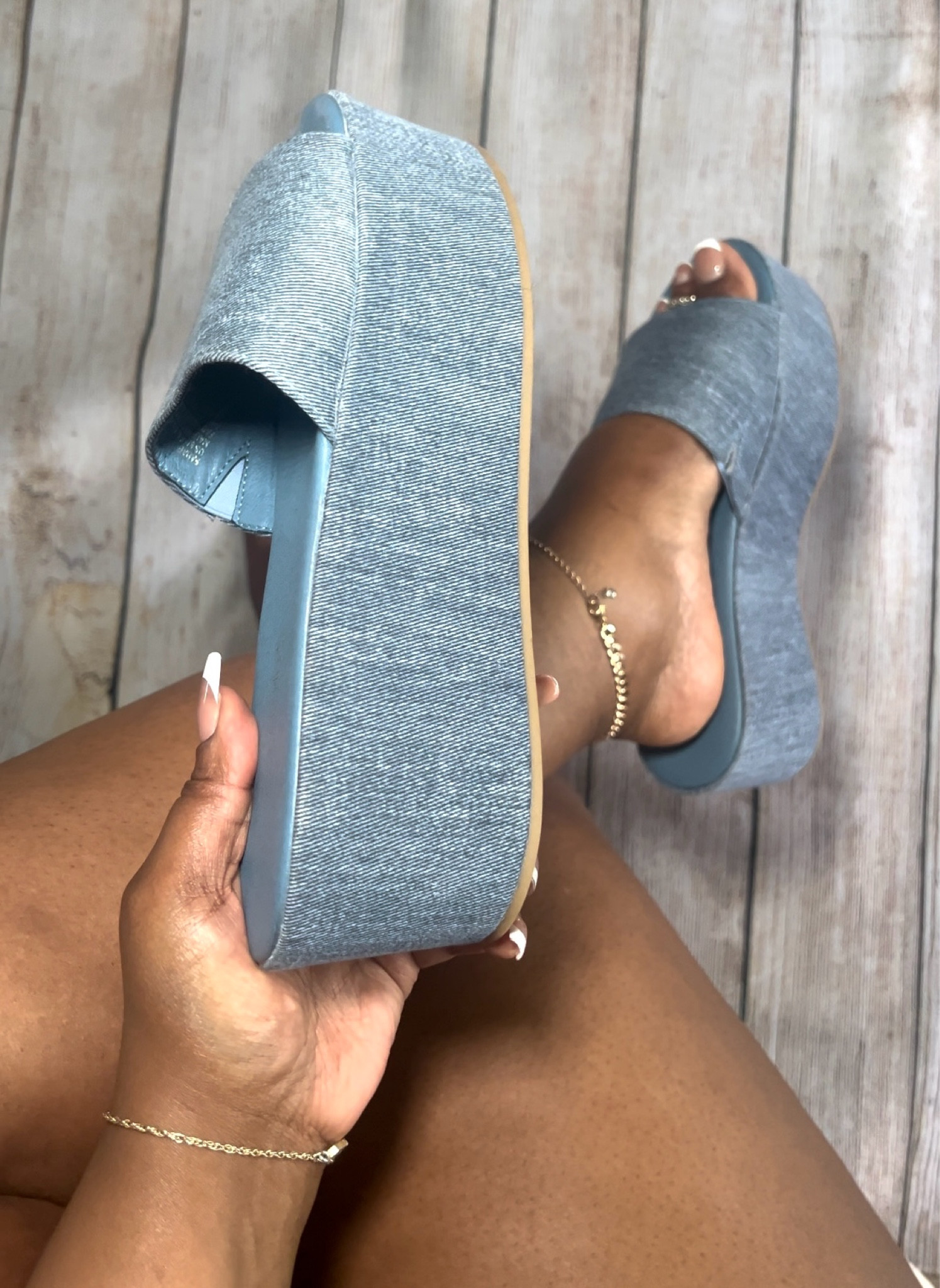 Denim Platform Slides 

#LTKsalealert #LTKstyletip #LTKshoecrush