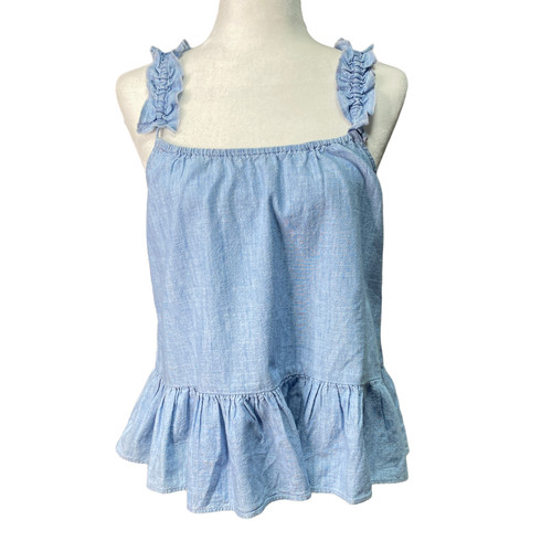 MADEWELL NEW Denim Ruffle Strap Cami Top Womens 2 Light Wash K8916 $62 Chambray | eBay AU