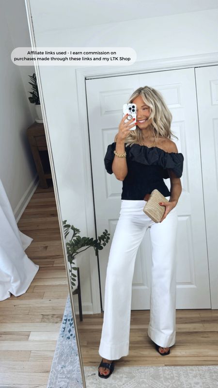 White jeans outfit would be perfect for a brunch outfit, date night outfit, or dinner outfit this spring!