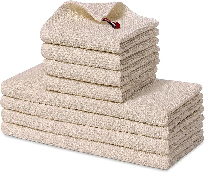 Homaxy 100% Cotton Kitchen Towels and Dishcloths Set, 12 x 12 Inches and 13 x 28 Inches, Set of 8... | Amazon (US)