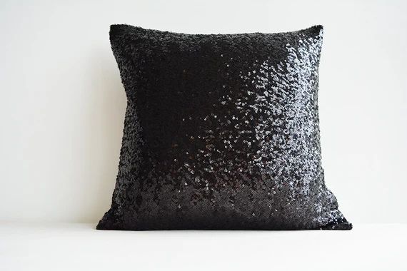 Glamorous Black Sequin Pillow Cover  Gothic Black Pillow  - Etsy Canada | Etsy (CAD)