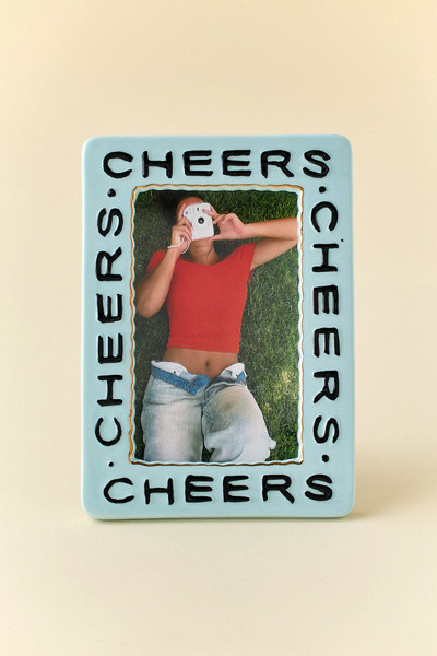 Cheers Slogan Text Ceramic 4” x 6” Picture Frame | Urban Outfitters (US and RoW)