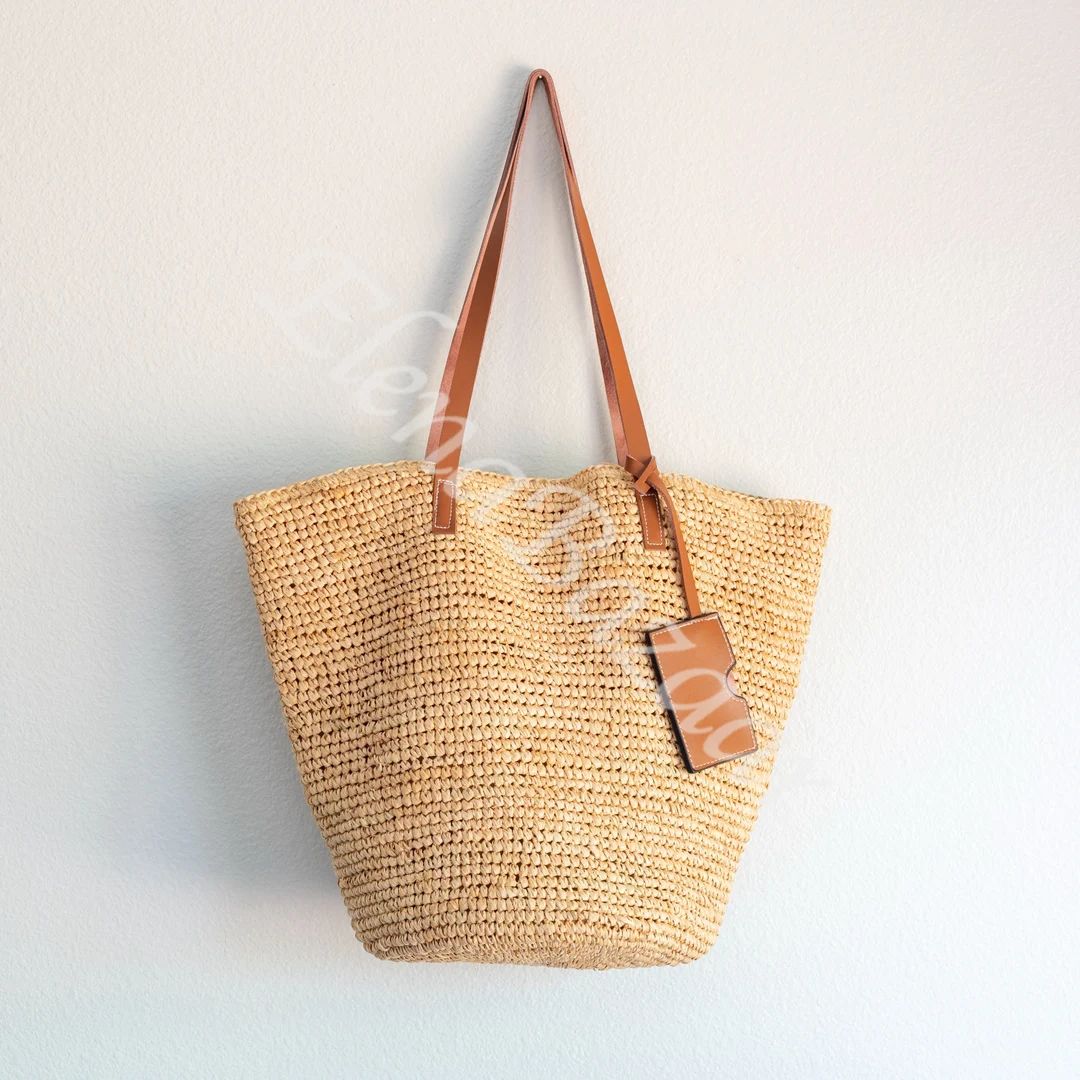 Women's Raffia Straw Weave Tote Bag, Woven Raffia Beach Bag, Fashion Raffia Casual Bag, Gift for ... | Etsy (US)