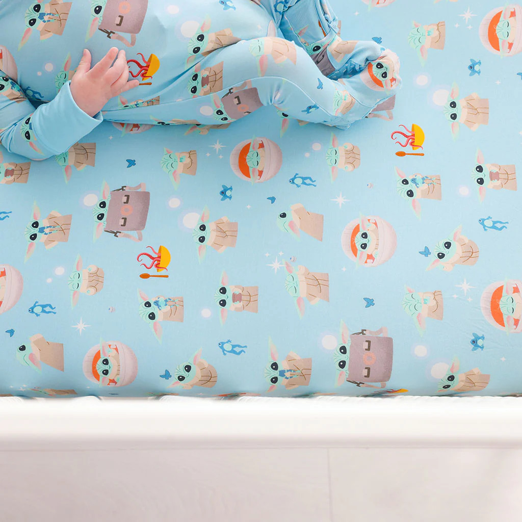 The Child Blue Baby Crib Sheet | Disney Star Wars\u2122 Grogu | Posh Peanut