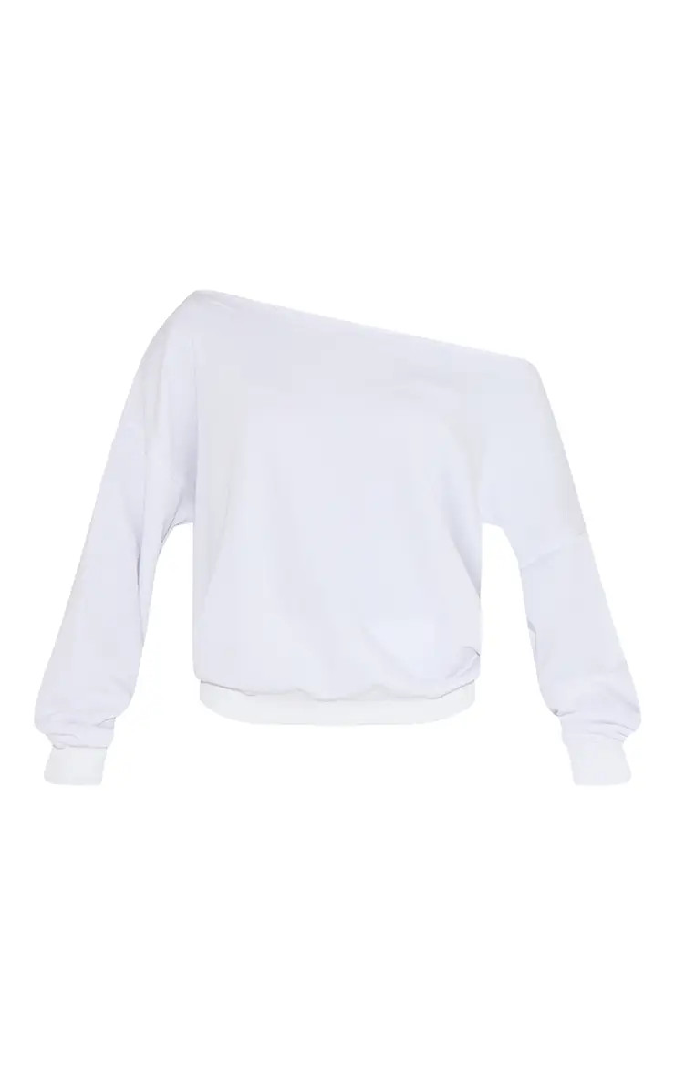 White Oversized Off Shoulder Sweatshirt | PrettyLittleThing | PrettyLittleThing UK