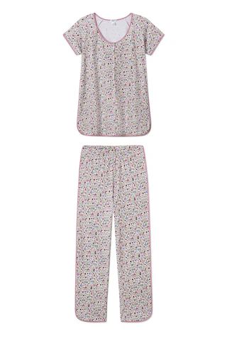 Pima Maternity Short-Long Set in Plum Elizabeth Floral | Lake Pajamas