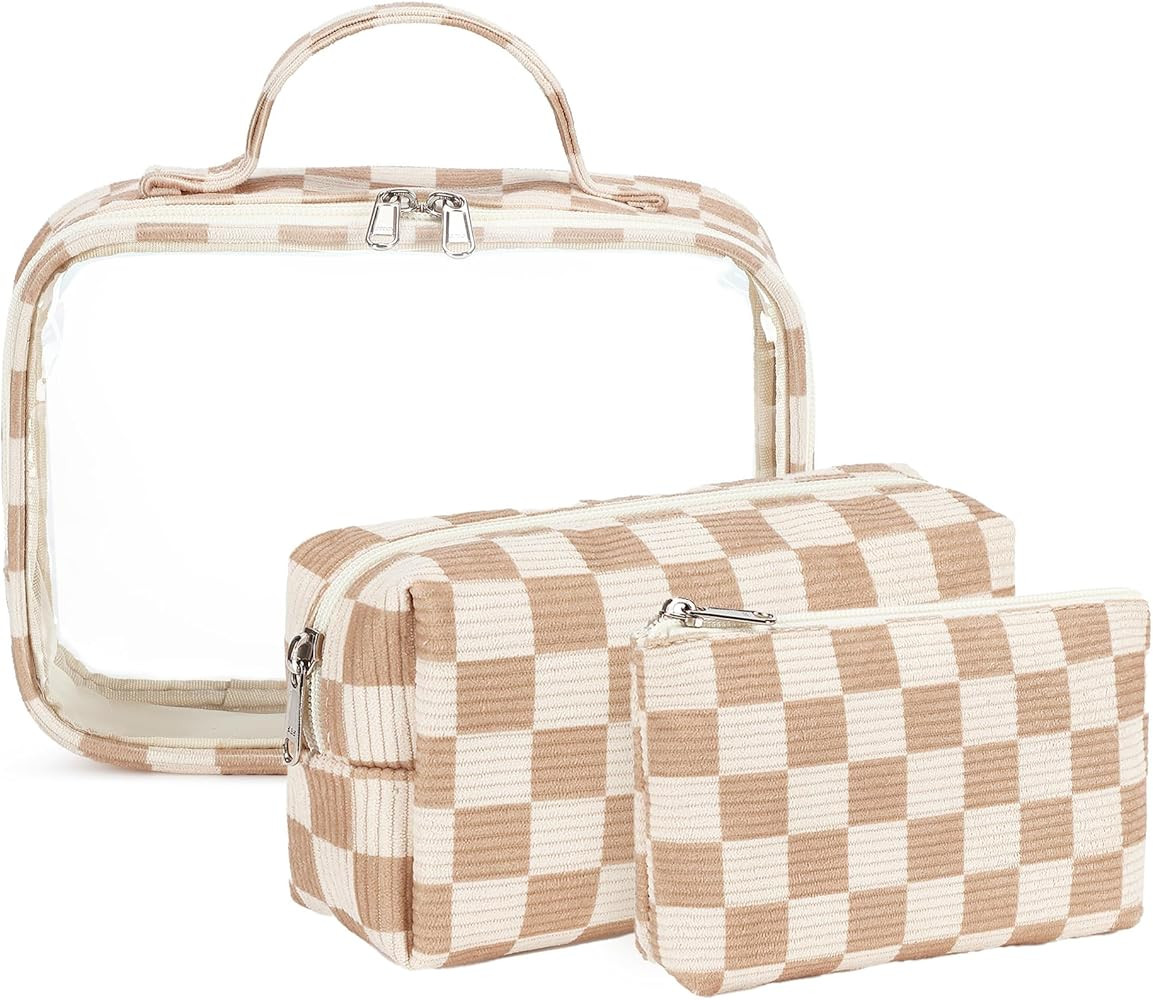 Bluboon 3Pcs Makeup Toiletry Bag for Women, Clear Packing Cubes Cosmetic Bag for Travel Women Wit... | Amazon (US)