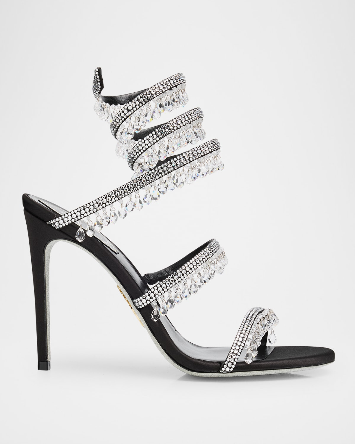 Satin Strass Chandelier Snake Wrap Sandals | Neiman Marcus