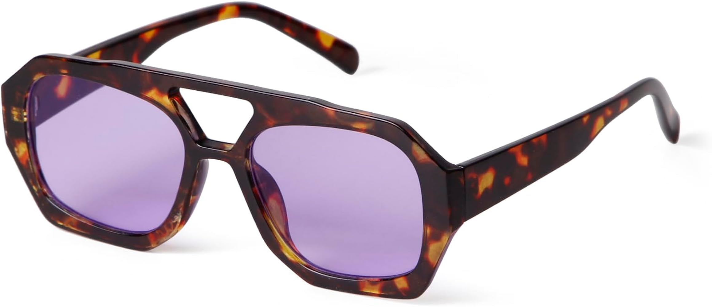 ADE WU Trendy Square Aviator Sunglasses for Women Thick Frame Double Bridge Geometric Sun Glasses | Amazon (US)