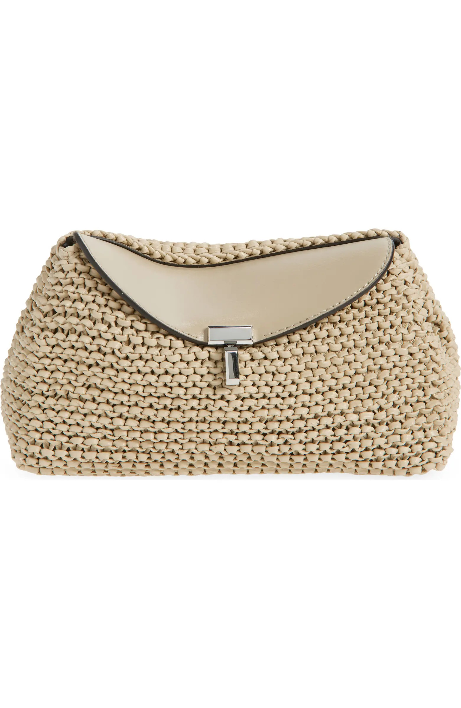 Mini T-Lock Knit Leather Clutch | Nordstrom