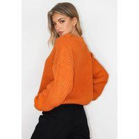 Orange Basic Chunky Crew Neck Sweater | Missguided (US & CA)