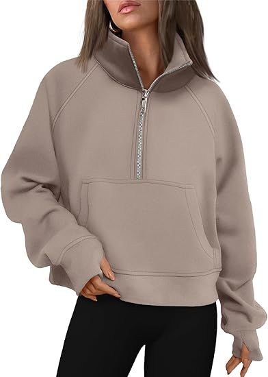 AUTOMET Womens Sweatshirts Half Zip Cropped Pullover Fleece Quarter Zipper Hoodies Fall outfits C... | Amazon (US)