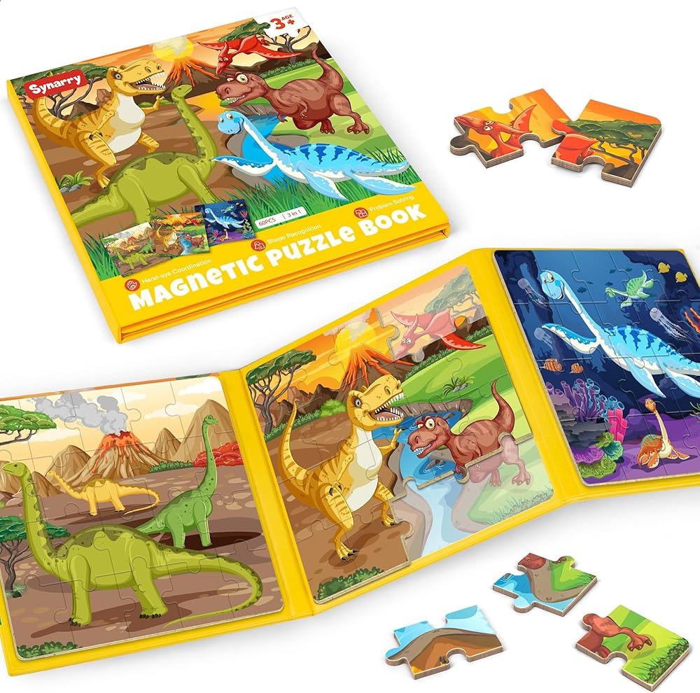 SYNARRY Magnetic Dinosaur Puzzles for Kids Ages 3-5, 20 Pieces Puzzles for Toddlers 2-4, Children... | Amazon (US)