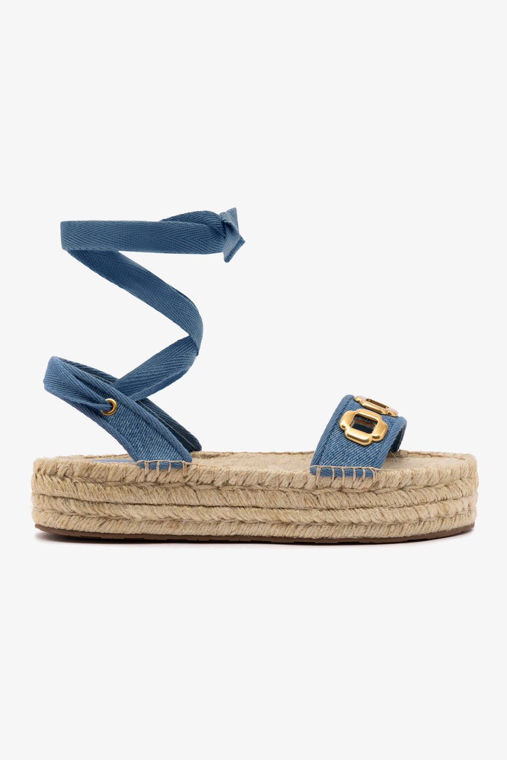 Milan Espadrille Flatform In Blue Stoned Denim | Larroude