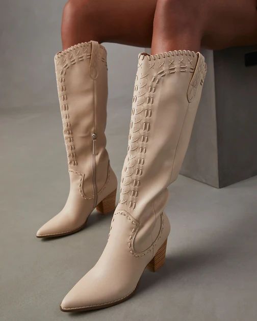 Ferris Heeled Boots - Beige | VICI Collection