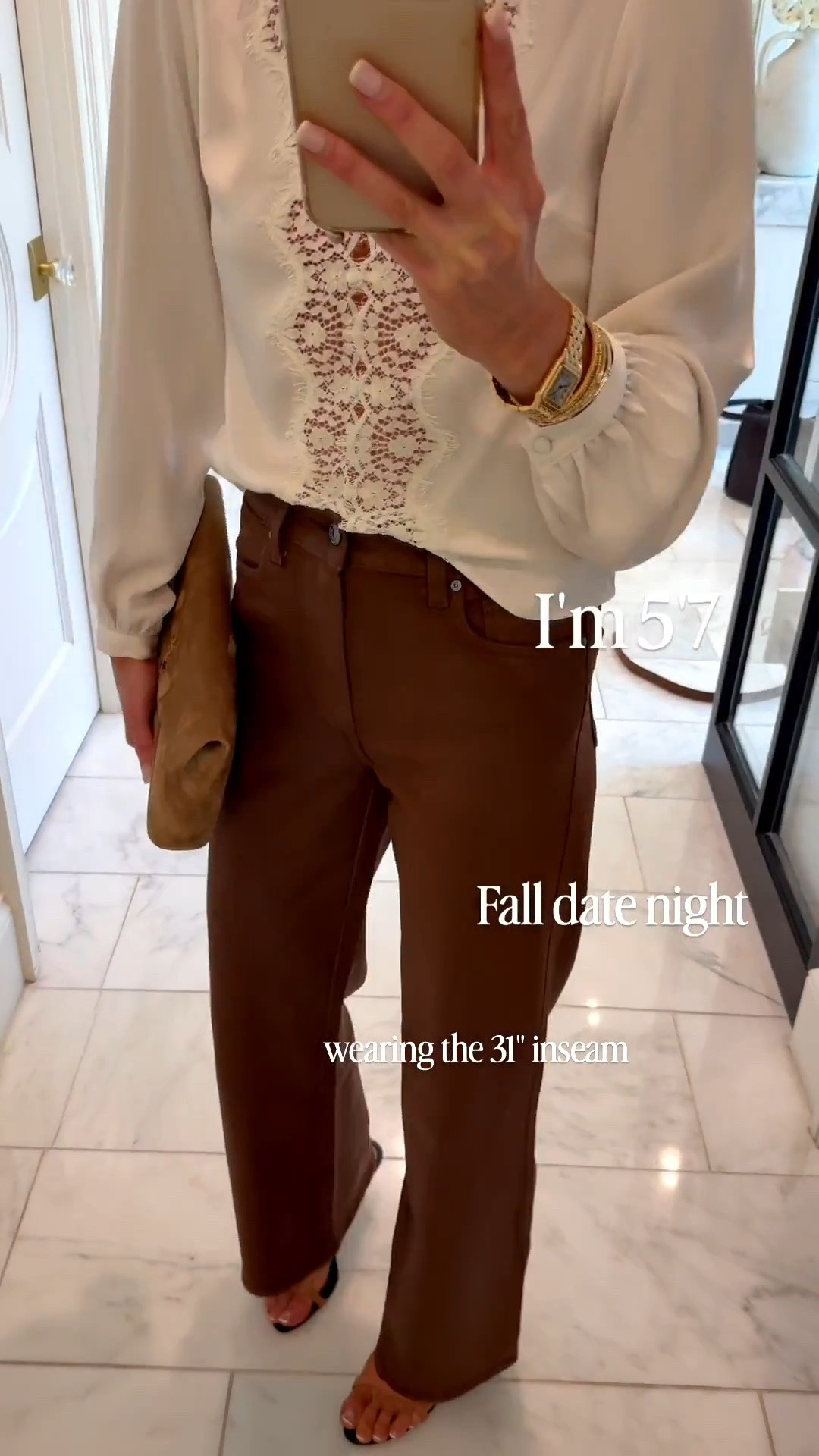 Fall date night outfit. These new coated jeans are so comfortable and flattering 25% off this weekend