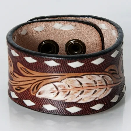 AD American Darling ADBRF181 Hand tooled carved Genuine Leather Bracelet women | Walmart (US)