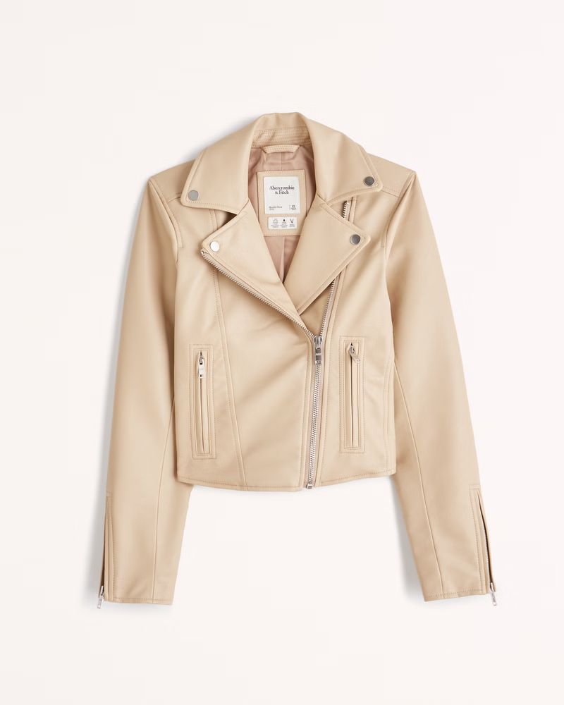Women's Vegan Leather Moto Jacket | Women's Clearance | Abercrombie.com | Abercrombie & Fitch (US)