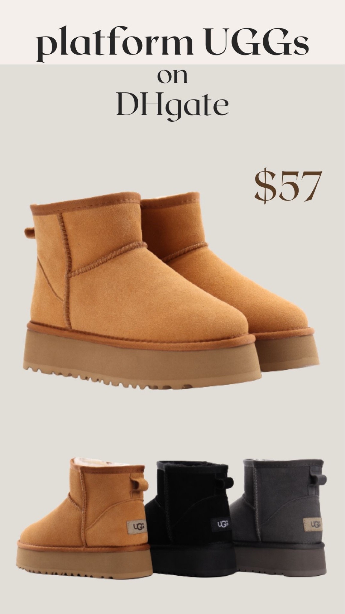 Platform UGGs on dhgate under 100 

#LTKunder50 #LTKunder100 #LTKsalealert
