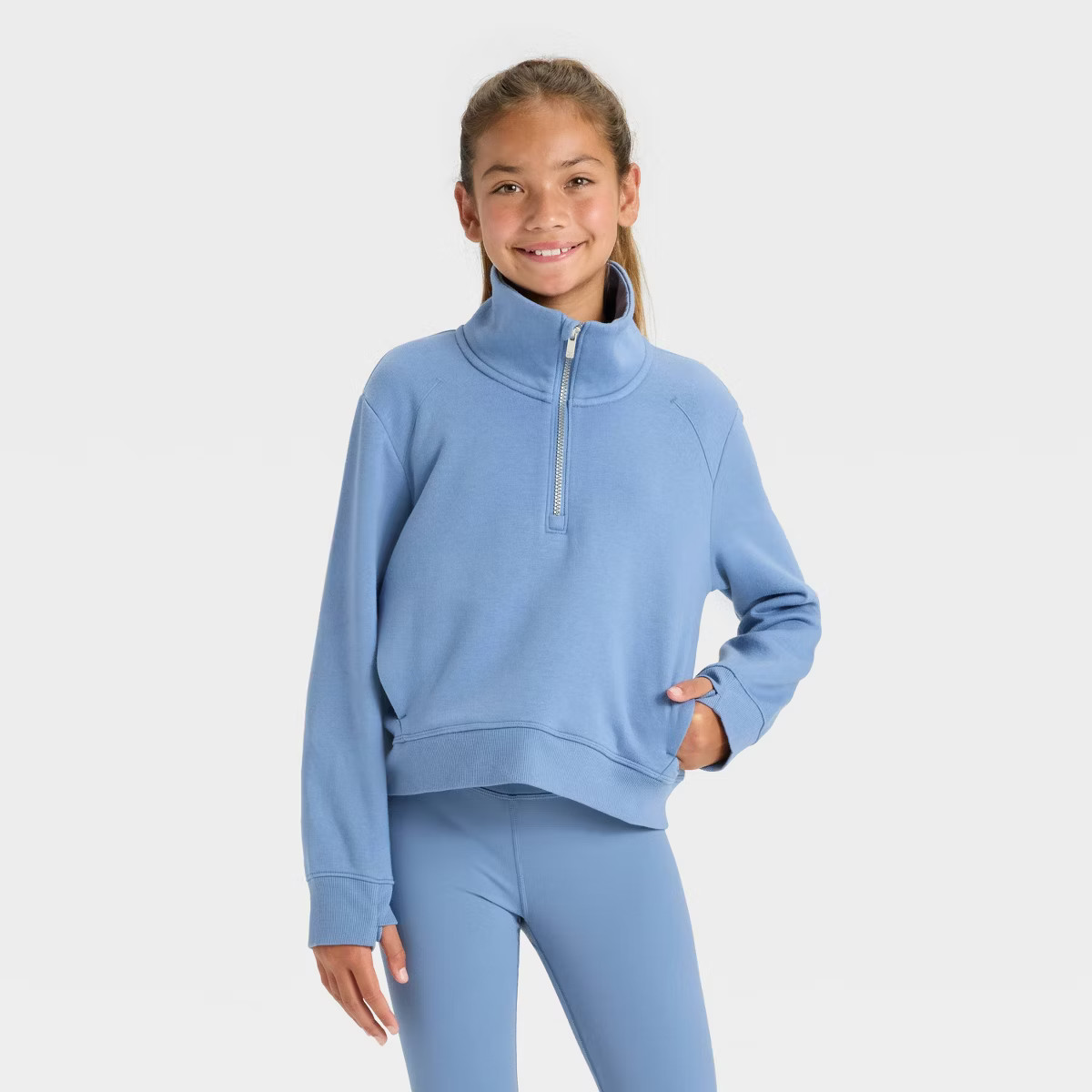 Girls' Active Comfort Fleece 1/2 Zip Pullover Sweatshirt - All In Motion™ | Target