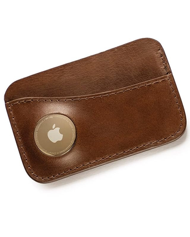 Leather Card Wallet compatible with Apple Airtag - Handmade Minimalist Premium Full Grain Leather... | Amazon (US)