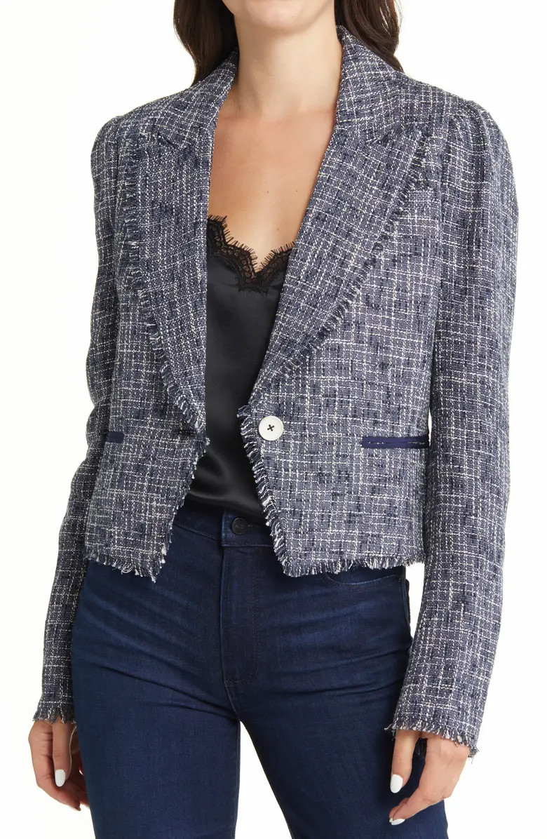 PAIGE Chelsee Crop Tweed Blazer | Nordstrom | Nordstrom