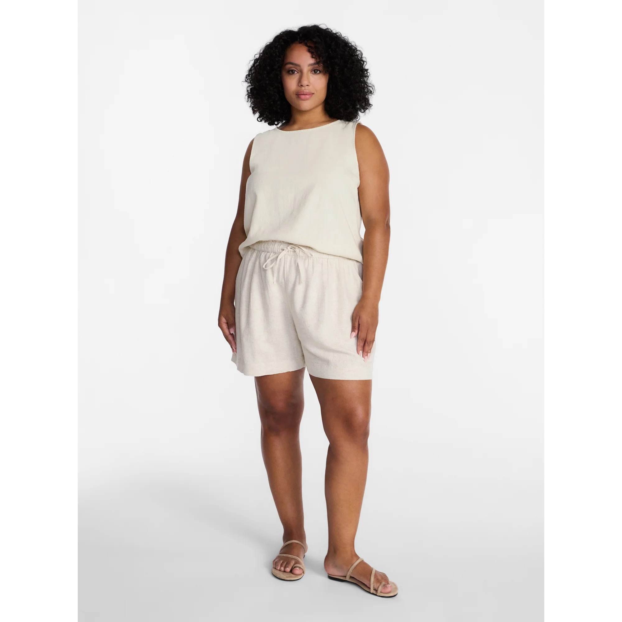 Time and Tru Women's Linen Blend Shorts, Sizes XS-XXXL | Walmart (US)