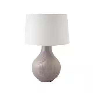 Classic Fluted 27 in. Gloss Swanky Grey Indoor Table Lamp 270-10 - The Home Depot | The Home Depot