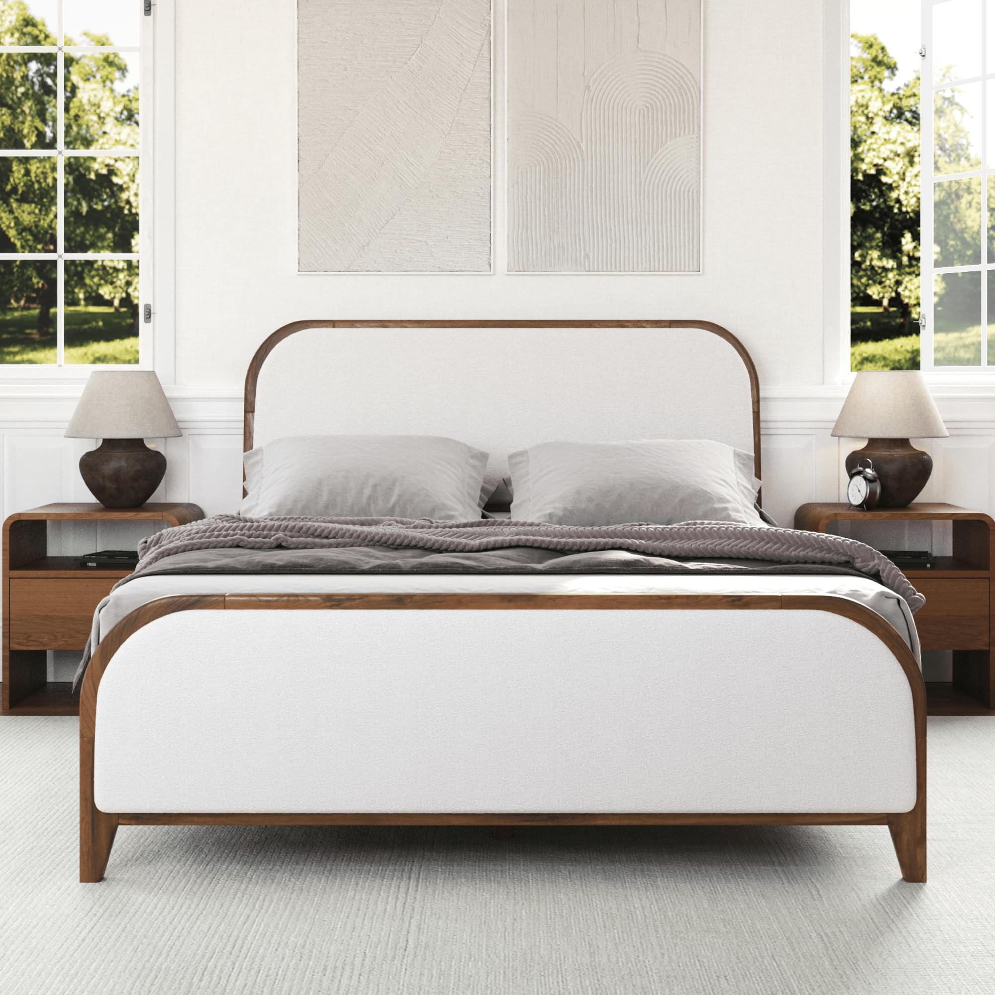 DG Casa Boucle Adeline Queen Bed Frame with Arch Shaped Headboard, Upholstered in Soft Fabric, Pl... | Amazon (US)