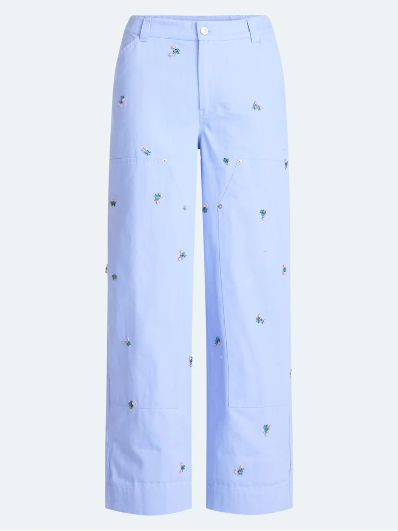 Free Assembly Women's and Women\u2019s Plus Embellished Cotton Carpenter Pants, 30" Inseam, Sizes... | Walmart (US)