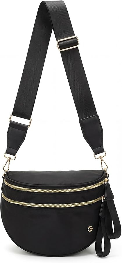 Spacious Crossbody Bag Nylon Bum Bag for Women Fanny Packs Handbags with Adjustable Straps | Amazon (US)