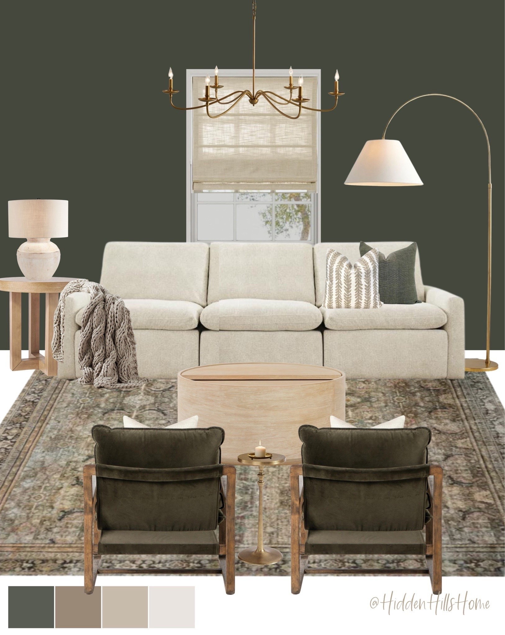 Living room decor mood board, living room design ideas, living room inspiration, sofa, coffee table #livingroom
Wall color is SW Ripe Olive

#LTKHome #LTKSaleAlert #LTKSeasonal