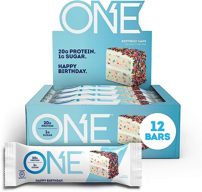ONE Protein Bars, Birthday Cake, Gluten Free Protein Bars with 20g Protein and only 1g Sugar, Gui... | Amazon (US)