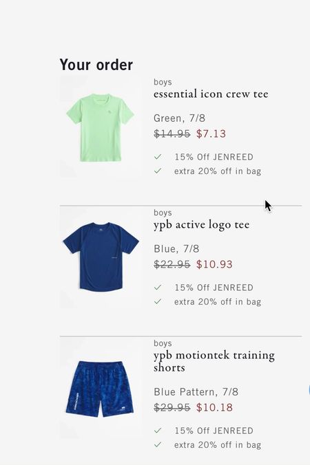 The Abercrombie Kids SALE is unreal!! These prices are crazy good. I got 2 polos for little kev that were only $10!! And shirts for Brooke as low as $6!! 

They have items on sale, then an extra 20% off then I used promo JENREED for an extra 15% off!! Oh and free shipping on your $99+ order.

#LTKFamily #LTKSaleAlert #LTKKids