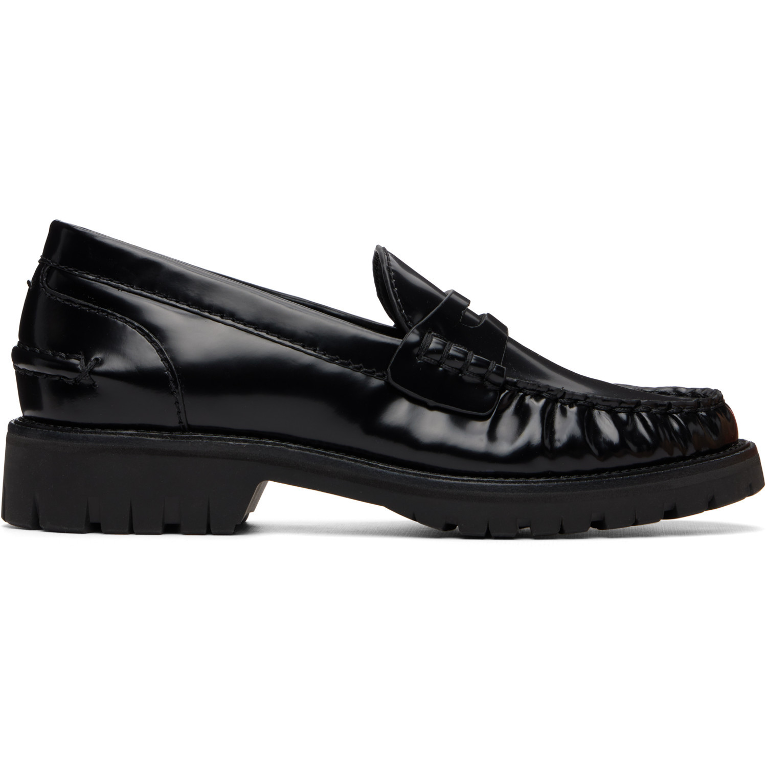 rag & bone Black Corey Leather Loafers | SSENSE